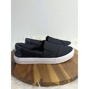 TOMS Avalon Womens Black Canvas Polka Dot Heel Slip On Sneakers Shoes Size 8.5